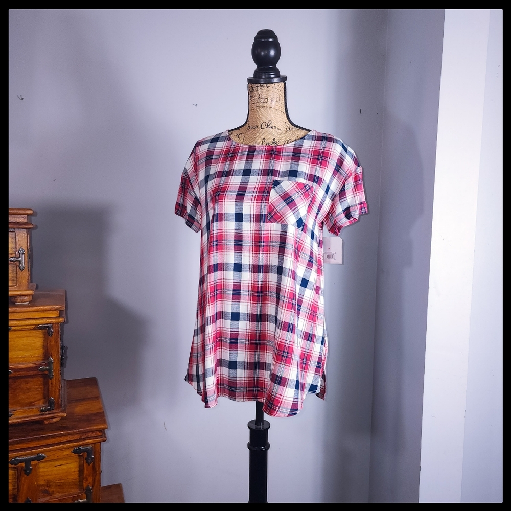 NEW! Isabel Maternity Plaid Rayon Blouse